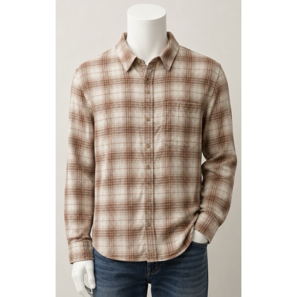 AMERICAN EAGLE Men's Beige Cream Medium M Fleece Button Down Shirt Jacket Trendy
